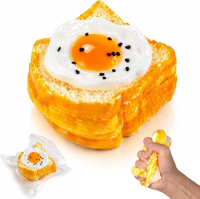 Main image of Egg Toast Squishy Toys, Silicone Squeeze Toys for Slow Rising Squishies
Realistic Food Shaped Sticky Squishy Fidget Toys, Great for Office and Home Stress Relief, Party Favors and Fun Gifts