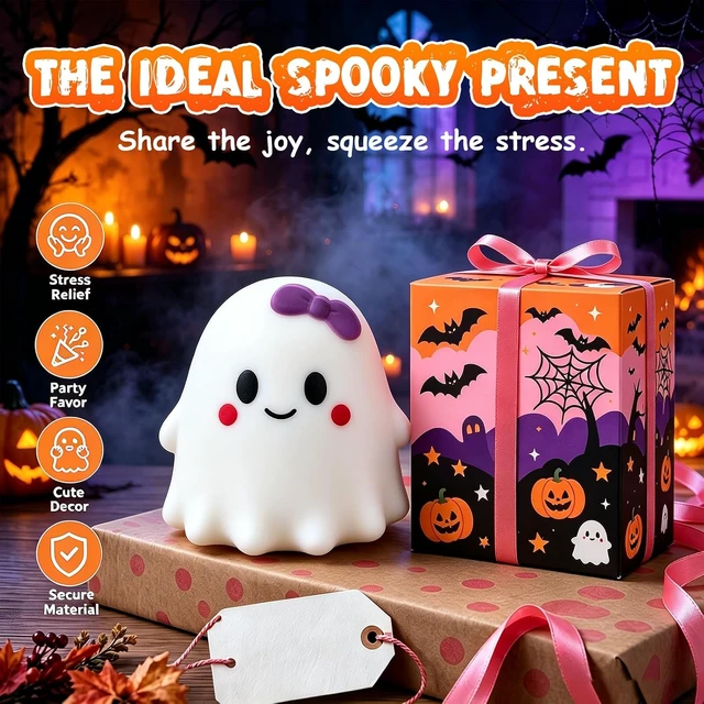 Alt view image 6 of 6 - Ghost Squishy Large Fidget Toy, 2026 Cute Ghost ebound Squeeze, Halloween Stress Relief Toy