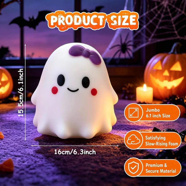 Alt view image 4 of 6 - Ghost Squishy Large Fidget Toy, 2026 Cute Ghost ebound Squeeze, Halloween Stress Relief Toy
