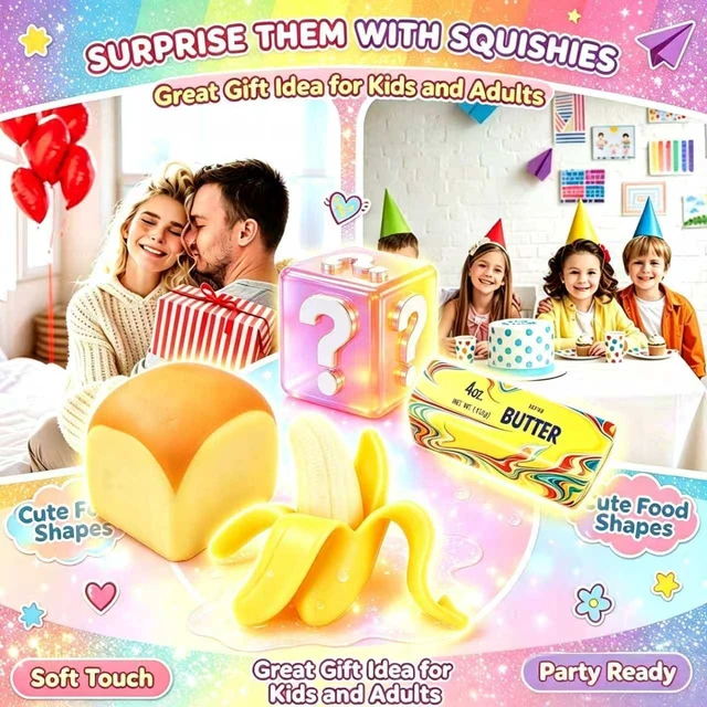 Alt view image 6 of 7 - 5Pcs Crunchy Squishy Box, Slow Rising Sensory Fidget Toys for Adults Kids
Butter Peanut Strawberry Crunchy Squishies, ASMR Slow Crunchy Sounds, Stress Relief Gift for Office Classroom Travel 4pcs
