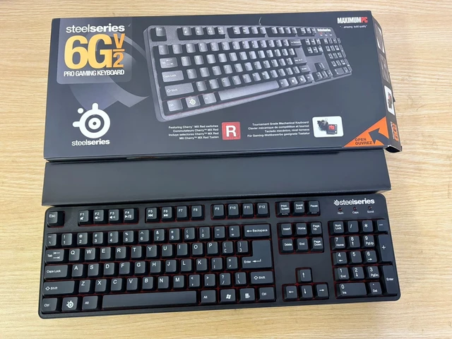 Alt view image 2 of 7 - SteelSeries 6Gv2 Mechanical Gaming Keyboard - Cherry MX Red Switches, Full-Size 104 Keys, USB Wired Connection, Anti-Ghosting Technology, Durable Design for PC Gaming and Typing