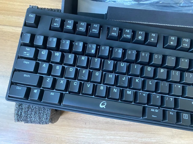 Alt view image 3 of 7 - QPAD MK-90 Mechanical Gaming Keyboard - Cherry MX Blue Switches, Full-Size 104 Keys, RGB Backlit, Programmable Keys, Aluminum Frame, Wired USB for PC Gaming