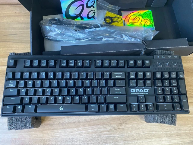 Alt view image 4 of 7 - QPAD MK-90 Mechanical Gaming Keyboard - Cherry MX Blue Switches, Full-Size 104 Keys, RGB Backlit, Programmable Keys, Aluminum Frame, Wired USB for PC Gaming