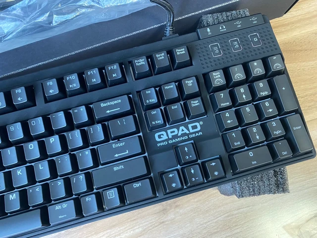 Alt view image 2 of 7 - QPAD MK-90 Mechanical Gaming Keyboard - Cherry MX Blue Switches, Full-Size 104 Keys, RGB Backlit, Programmable Keys, Aluminum Frame, Wired USB for PC Gaming