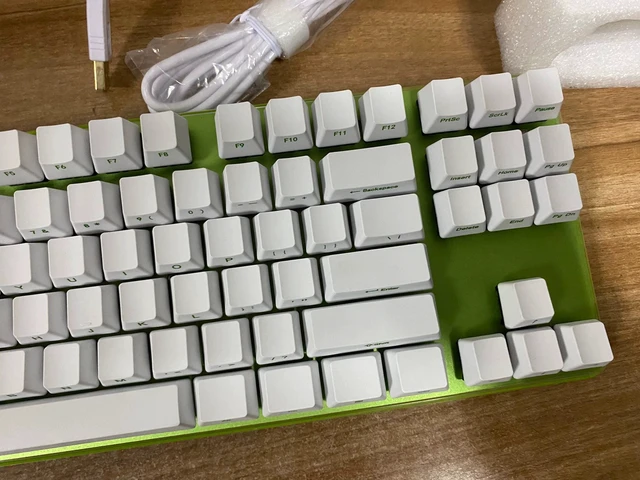 Alt view image 4 of 7 - GANSS GK87 Mechanical Gaming Keyboard - Tenkeyless TKL 87-Key, Low-Profile Switches, Side-Printed Green Keycaps, Compact Design, Hot-Swappable, RGB Backlit for PC Gaming