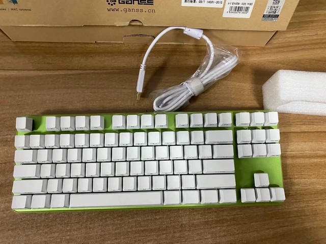 Alt view image 3 of 7 - GANSS GK87 Mechanical Gaming Keyboard - Tenkeyless TKL 87-Key, Low-Profile Switches, Side-Printed Green Keycaps, Compact Design, Hot-Swappable, RGB Backlit for PC Gaming