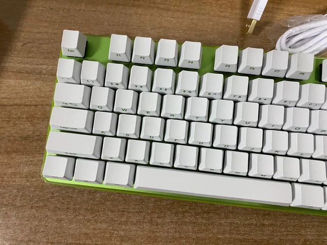 Alt view image 5 of 7 - GANSS GK87 Mechanical Gaming Keyboard - Tenkeyless TKL 87-Key, Low-Profile Switches, Side-Printed Green Keycaps, Compact Design, Hot-Swappable, RGB Backlit for PC Gaming