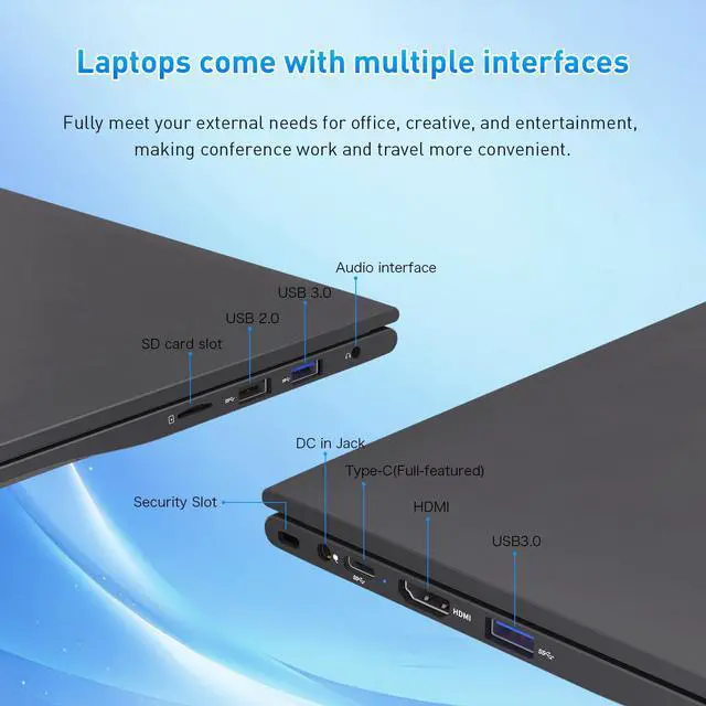 Alt view image 5 of 7 - Exsurf T160R Laptop, 16" FHD Display Computer, AMD Ryzen 5 3500U up to 3.7GHz, 32GB RAM, 1TB SSD, Fingerprint | Backlit keys | Windows 11 Pro, Black