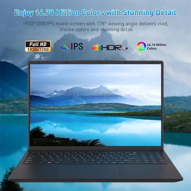 Alt view image 7 of 7 - Exsurf T160R Laptop, 16" FHD Display Computer, AMD Ryzen 5 3500U up to 3.7GHz, 32GB RAM, 1TB SSD, Fingerprint | Backlit keys | Windows 11 Pro, Black