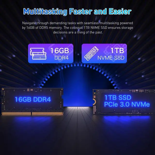 Alt view image 4 of 7 - Exsurf 16-inch Windows 11 Laptop, 16GB RAM, 1TB SSD, FHD IPS Display Laptop Computer, AMD Ryzen 5 3500U, 4C 8T 3.7GHz, Backlit and Fingerprint, Professionals & Home Users,Black