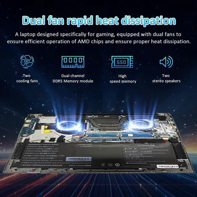 Alt view image 5 of 7 - Exsurf 16" Laptop AMD Ryzen 7 7840HS, 32GB DDR5 RAM, 1TB NVMe SSD, Windows 11 Pro Gaming Computer, Backlit, Fingerprint, WiFi 6, Bluetooth 5.3, Webcam Switch, Gray