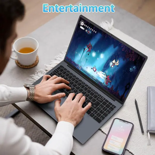 Alt view image 3 of 7 - Exsurf 16" Laptop AMD Ryzen 7 7840HS, 32GB DDR5 RAM, 1TB NVMe SSD, Windows 11 Pro Gaming Computer, Backlit, Fingerprint, WiFi 6, Bluetooth 5.3, Webcam Switch, Gray