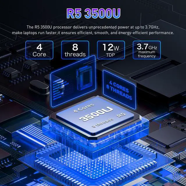 Alt view image 4 of 7 - Auusda 16" Business Laptop, AMD Ryzen 5 3500U, 32GB RAM 1TB SSD, Backlit Keyboard, Fingerprint Unlock, Windows 11 Pro Computer, Black