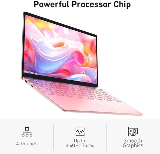 Alt view image 3 of 7 - Auusda Business Laptop Computer for Work, Notebook PC for College Students, 15.6" FHD Display, Up to 3.4GHz CPU, Backlit Keyboard, Fingerprint ID, Up to 10TB Storage, 16GB DDR4 RAM, 1TB NVMe, Pink