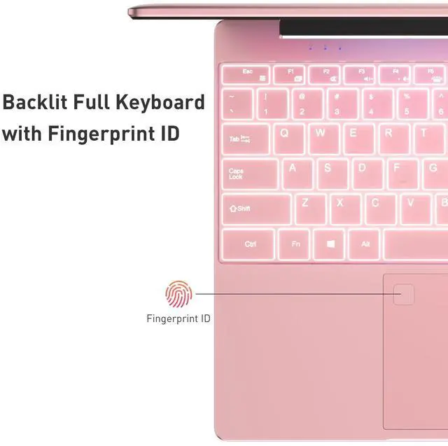 Alt view image 6 of 7 - Auusda Business Laptop Computer for Work, Notebook PC for College Students, 15.6" FHD Display, Up to 3.4GHz CPU, Backlit Keyboard, Fingerprint ID, Up to 10TB Storage, 16GB DDR4 RAM, 1TB NVMe, Pink