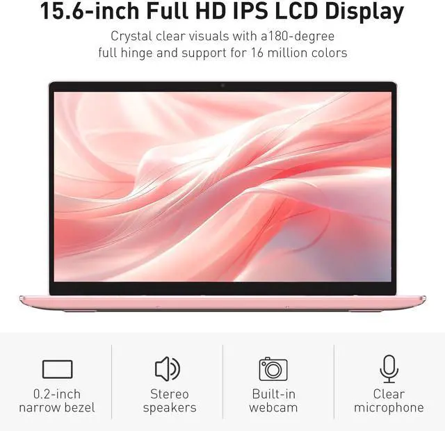 Alt view image 5 of 7 - Auusda Business Laptop Computer for Work, Notebook PC for College Students, 15.6" FHD Display, Up to 3.4GHz CPU, Backlit Keyboard, Fingerprint ID, Up to 10TB Storage, 16GB DDR4 RAM, 1TB NVMe, Pink