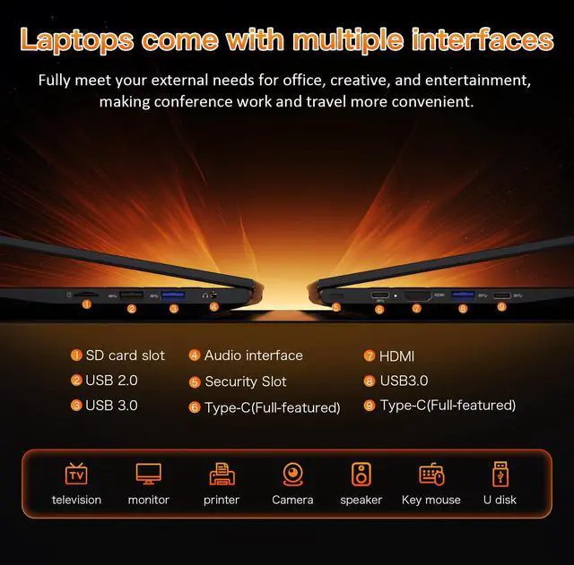 Alt view image 5 of 7 - Auusda 16" Business Laptop AMD Ryzen 7 4800H 2.9-4.2GHz, 32GB DDR4 RAM, 1TB NVME SSD, Windows 11 Pro Computer, SODIMM*2, Slot*2, Backlit, Fingerprint, Gray