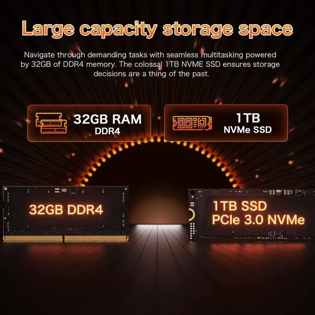 Alt view image 4 of 7 - Auusda 16" Business Laptop AMD Ryzen 7 4800H 2.9-4.2GHz, 32GB DDR4 RAM, 1TB NVME SSD, Windows 11 Pro Computer, SODIMM*2, Slot*2, Backlit, Fingerprint, Gray