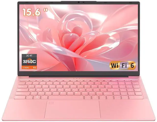 Main image of Auusda 2026 15.6" FHD Laptop, Win11 Compatible, Rose Gold,Fast WIFI 6, Backlit Keyboard, Fingerprint Sensor, Dual Full-featured Type C, Up to 8TB Storage, 6000mAh