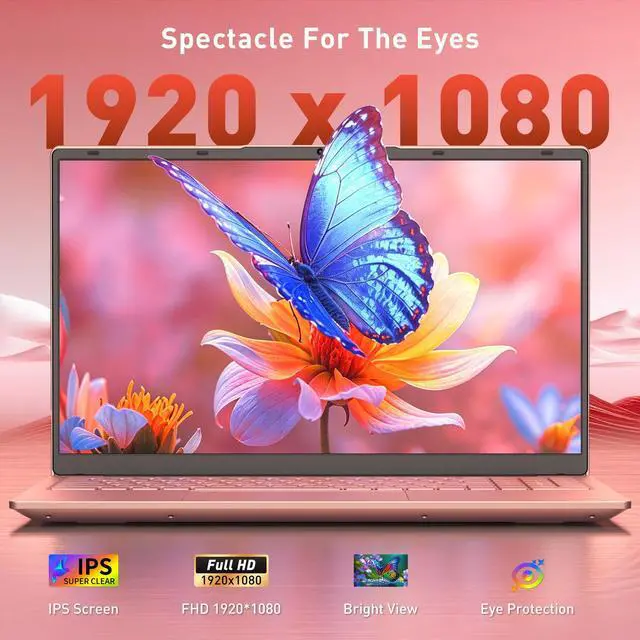 Alt view image 5 of 7 - Auusda 2026 15.6" FHD Laptop, Win11 Compatible, Rose Gold,Fast WIFI 6, Backlit Keyboard, Fingerprint Sensor, Dual Full-featured Type C, Up to 8TB Storage, 6000mAh