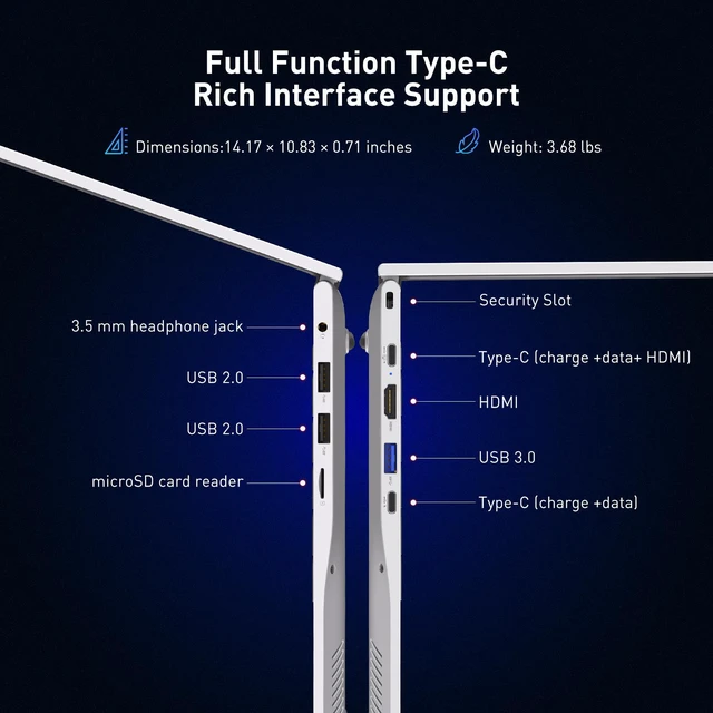 Alt view image 7 of 7 - Auusda 2026 15.6" Silver Laptop, R3 3250C up to 3.5GHz, Win11 Compatible, WiFi 6, Backlit Keyboard + Fingerprint, Dual Full-Featured Type-C, 6000mAh, Portable Laptop for Work, 8GB RAM 256GB SSD