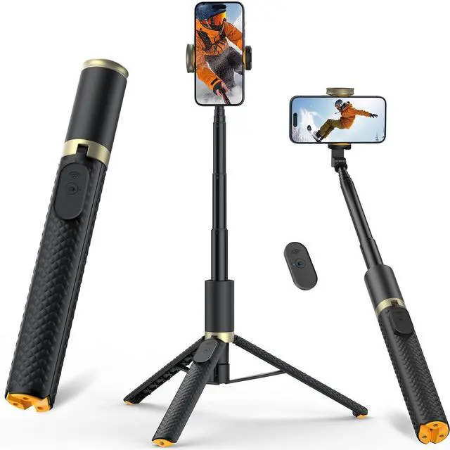Main image of 62" Phone Tripod & Selfie Stick, Tripod for iPhone with Remote, Portable, Lightweight Travel Stand for Selfies Video Recording Vlog, Extendable Stand Compatible with iPhone Android