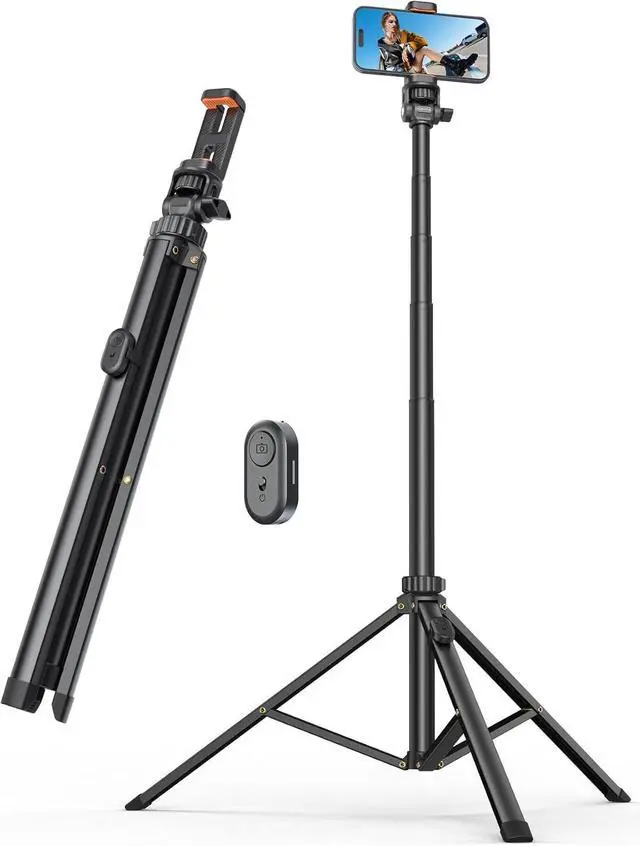 Main image of 71'' Phone Tripod & Selfie Stick, Tripod for iPhone with Detachable Remote, Portable Phone Tripod Stand for Video Recording, Travel Tripod for Cell Phone, Compatible with Smartphones, DSLR
