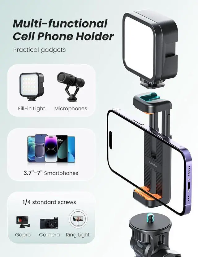 Alt view image 5 of 7 - 71'' Phone Tripod & Selfie Stick, Tripod for iPhone with Detachable Remote, Portable Phone Tripod Stand for Video Recording, Travel Tripod for Cell Phone, Compatible with Smartphones, DSLR