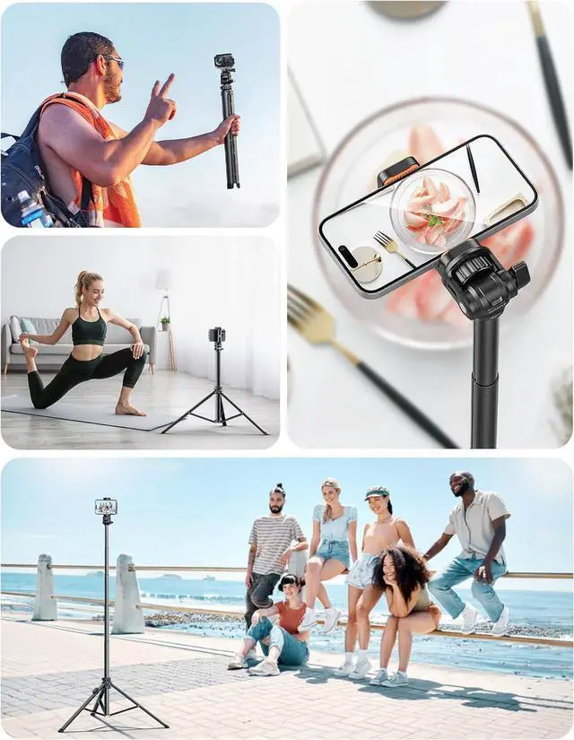 Alt view image 7 of 7 - 71'' Phone Tripod & Selfie Stick, Tripod for iPhone with Detachable Remote, Portable Phone Tripod Stand for Video Recording, Travel Tripod for Cell Phone, Compatible with Smartphones, DSLR