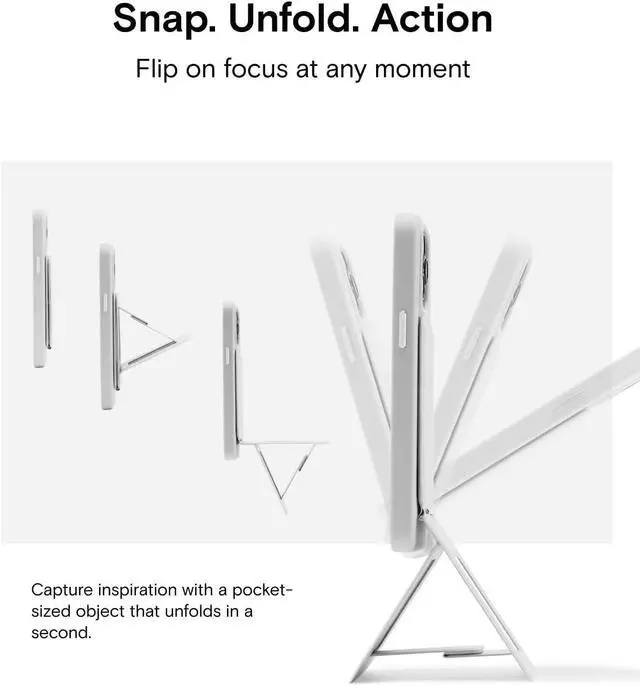 Alt view image 4 of 7 - Phone Tripod Stand Selfie Stick for iPhone Multi-Angles iPhone Stand Lightweight & Portable Phone Holder Strong Magnets MOVAS Vegan Leather Travel Essentials Jet Black (Without Card Slot)