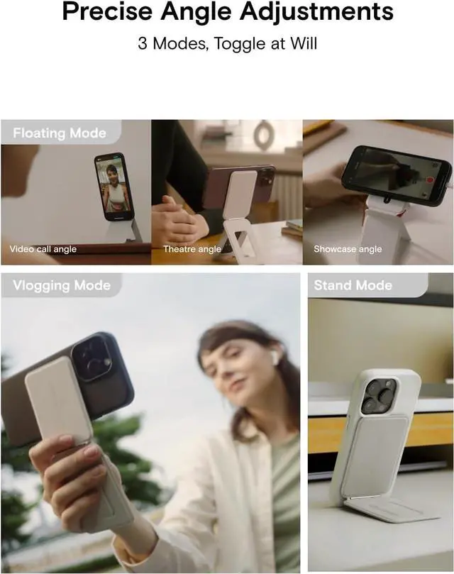 Alt view image 5 of 7 - Phone Tripod Stand Selfie Stick for iPhone Multi-Angles iPhone Stand Lightweight & Portable Phone Holder Strong Magnets MOVAS Vegan Leather Travel Essentials Jet Black (Without Card Slot)