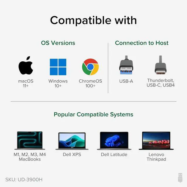Alt view image 4 of 7 - Plugable USB 3.0 Universal Docking Station for Windows, macOS, ChromeOS (Dual HDMI Monitors or DVI/VGA, Gigabit Ethernet, Audio, 6 USB Ports)