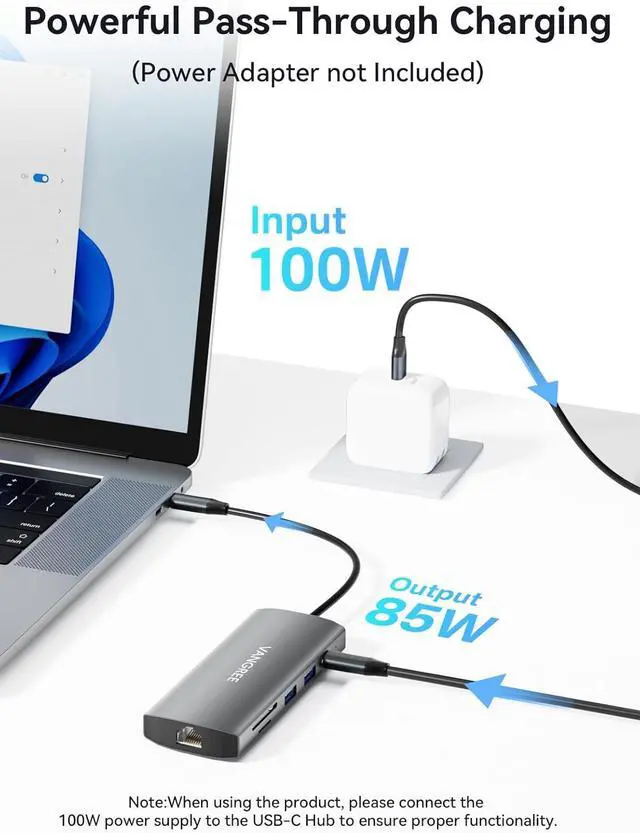 Alt view image 7 of 7 - USB C Hub with Dual 4K@60Hz Displayports, 2 USB-A & 2 USBC 3.2 10Gbps Ports, 1Gbps Ethernet, 100W PD, SD/TF, USB C Splitter Docking Station for MacBook Pro/Air, iMac, iPad Pro, XPS, Thinkpad,Surface