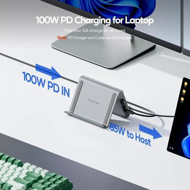 Alt view image 7 of 7 - USB C Docking Station Dual Monitor for Microsoft Surface Pro/Go 11/10/X/9/8/7, PULWTOP Dual Displays with 2 xHDMI 4K, 3 x USB-C/A 10Gbps, 2 x USB-A 5Gbps, USB-2.0, Ethernet, PD for Win11/10 Tablets