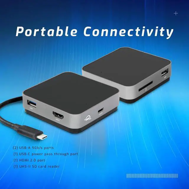 Alt view image 2 of 6 - OWC Travel Dock USB C Docking Station, 4k Resolution Universal Laptop Docking Station with Charging 100W, Thunderbolt 3, HDMI 2.0, and SD Card, 5 Ports of Connectivity, Space Grey