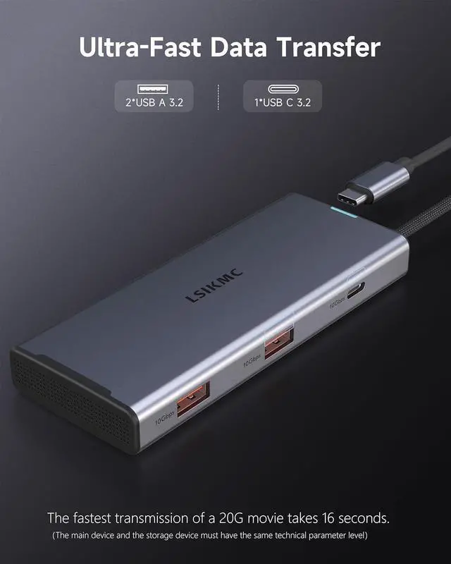 Alt view image 6 of 7 - USB C Docking Station, 7 in 1 Docking Station 3 Monitors with Dual HDMI 4K@60Hz & Single DisplayPort (8K@30Hz/ 4K@144Hz), 100W PD, 10Gbps 3USB, USB C Hub Compatible with HP//Lenovo and More