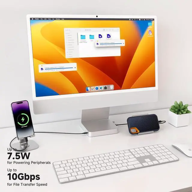 Alt view image 4 of 7 - Minisopuru iExpandMate DS802PRO iMac Accessories with 4K@60Hz HDMI, USB C Charging, 2.5GbE, 4TB M.2 SSD Enclosure, USB C Hub for iMac 24 inch M1/M3/M4, iMac Hub with 4 USB, SD/TF, Audio | Silver