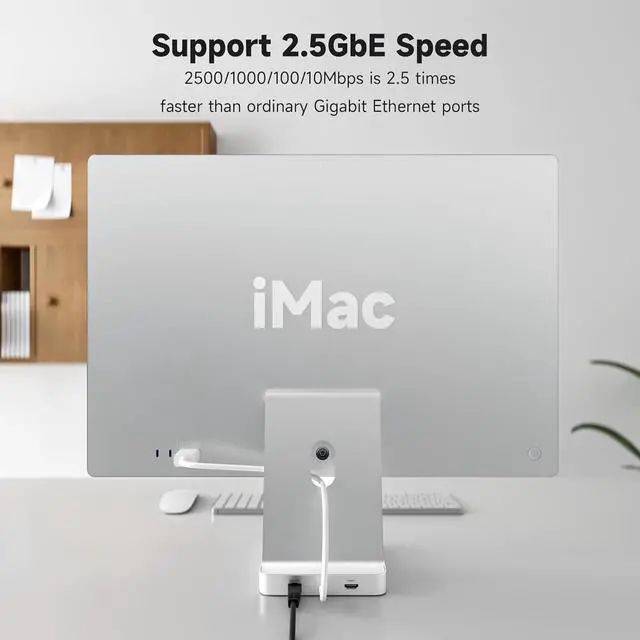 Alt view image 6 of 7 - Minisopuru iExpandMate DS802PRO iMac Accessories with 4K@60Hz HDMI, USB C Charging, 2.5GbE, 4TB M.2 SSD Enclosure, USB C Hub for iMac 24 inch M1/M3/M4, iMac Hub with 4 USB, SD/TF, Audio | Silver