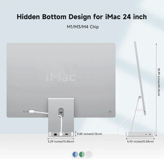 Alt view image 7 of 7 - Minisopuru iExpandMate DS802PRO iMac Accessories with 4K@60Hz HDMI, USB C Charging, 2.5GbE, 4TB M.2 SSD Enclosure, USB C Hub for iMac 24 inch M1/M3/M4, iMac Hub with 4 USB, SD/TF, Audio | Silver