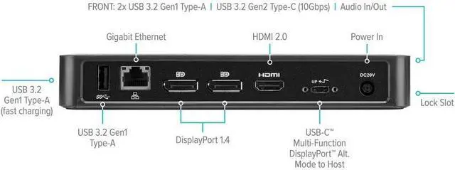 Alt view image 2 of 5 - Targus DOCK430 USB-C Multi-Function DisplayPort Alt Mode Video Docking Station with 85W Power - Broad Compatibility with a Range of Hosts, Devices, Peripherals, Laptops, and Operating Systems