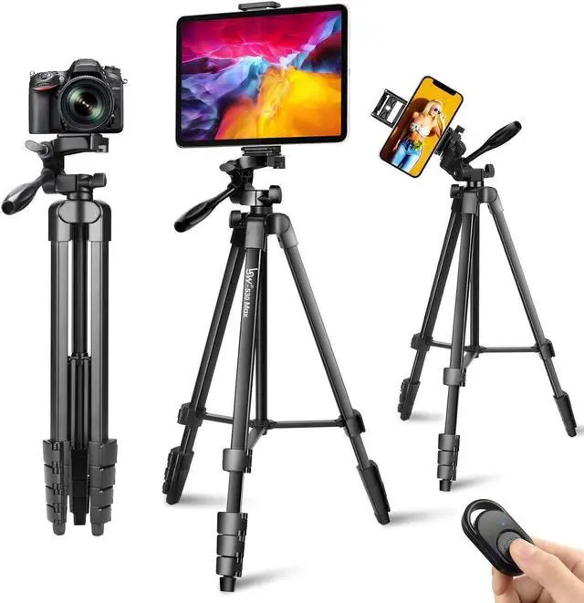 Main image of Lusweimi 72-Inch Tripod for ipad iPhone, Camera Tripod for Phone with 2 in 1 Phone Holder for Cell Phone/Tablet/Webcam/Gopro with Carry Bag and Wireless Remote for Photography/Video