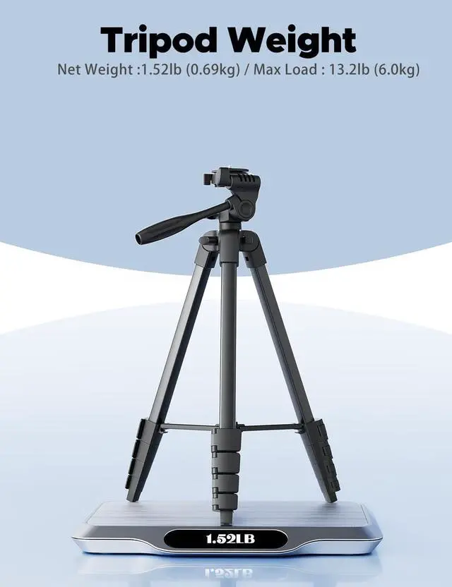 Alt view image 3 of 7 - Lusweimi 72-Inch Tripod for ipad iPhone, Camera Tripod for Phone with 2 in 1 Phone Holder for Cell Phone/Tablet/Webcam/Gopro with Carry Bag and Wireless Remote for Photography/Video