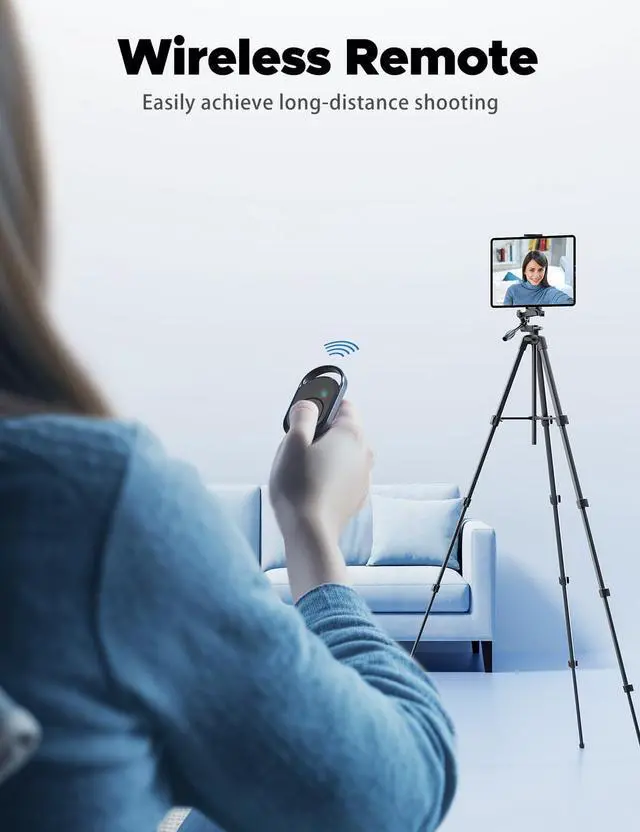 Alt view image 5 of 7 - Lusweimi 72-Inch Tripod for ipad iPhone, Camera Tripod for Phone with 2 in 1 Phone Holder for Cell Phone/Tablet/Webcam/Gopro with Carry Bag and Wireless Remote for Photography/Video