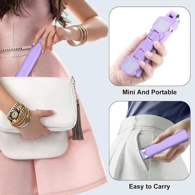 Alt view image 7 of 7 - MQOUNY Mini iPhone Tripod Stand & Selfie Stick with Wireless Remote & Removable Light, Extendable Stand 360 Rotation Compatible with iPhone & Android Samsung (Purple)
