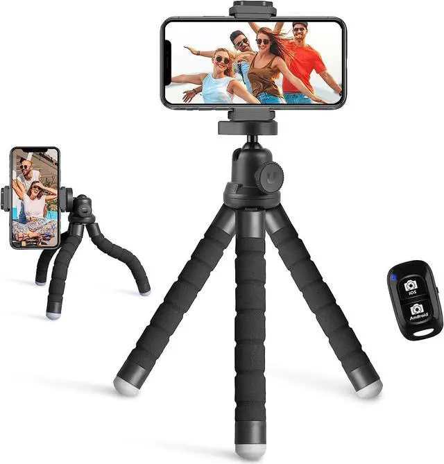 Main image of Eicaus Portable and Flexible Phone Tripod Stand for Cellphones, Compact Mini Tripod with Remote for Video Recording, Vlogging and Travel Photography(Black)