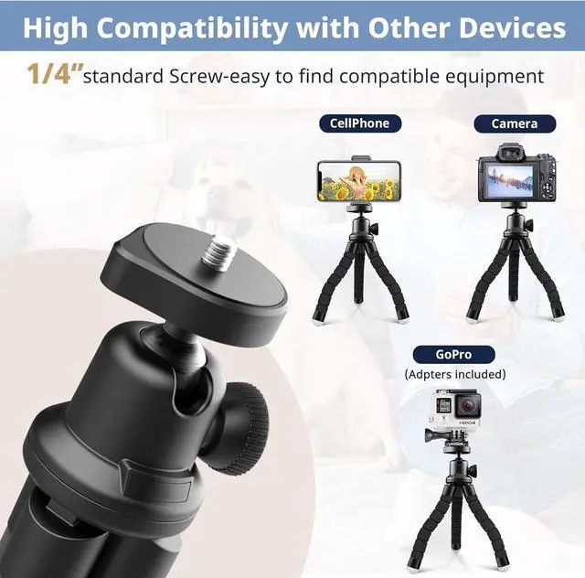 Alt view image 4 of 6 - Eicaus Portable and Flexible Phone Tripod Stand for Cellphones, Compact Mini Tripod with Remote for Video Recording, Vlogging and Travel Photography(Black)