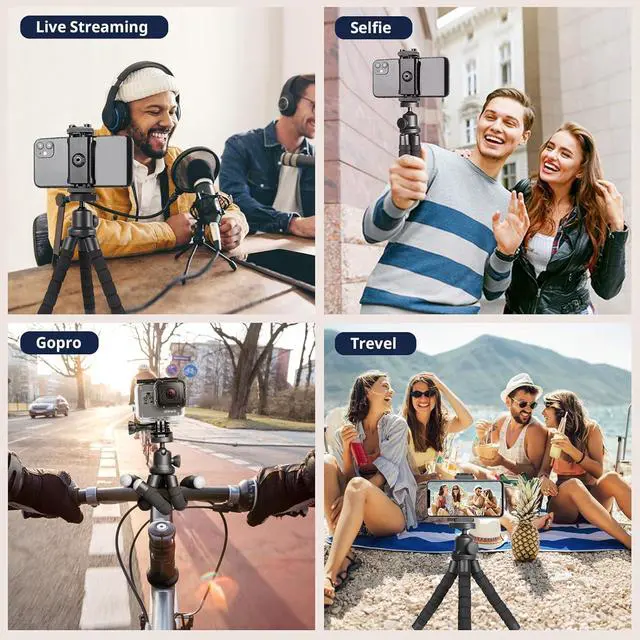 Alt view image 5 of 6 - Eicaus Portable and Flexible Phone Tripod Stand for Cellphones, Compact Mini Tripod with Remote for Video Recording, Vlogging and Travel Photography(Black)