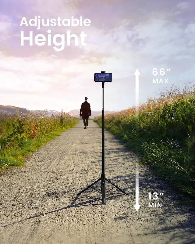 Alt view image 3 of 7 - Automatic Tripod for iPhone, 66" Phone Tripod Selfie Stick for Cell Phone, Tripod Stand with Remote for Video Recording, Black
