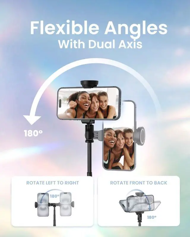 Alt view image 4 of 7 - Automatic Tripod for iPhone, 66" Phone Tripod Selfie Stick for Cell Phone, Tripod Stand with Remote for Video Recording, Black