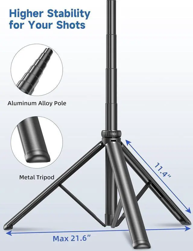 Alt view image 2 of 7 - 75" Phone Tripod, Selfie Stick with Remote and Phone Holder, Extendable Tripod for iPhone, Aluminum Cellphone TripodStand 360° Rotation Travel Tripods Compatible with iPhone Android, GoPro